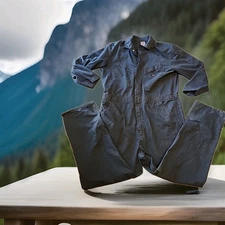 Dickies Blue Thick 1/2 Zip Mechanics Soiled Coveralls Mens XL