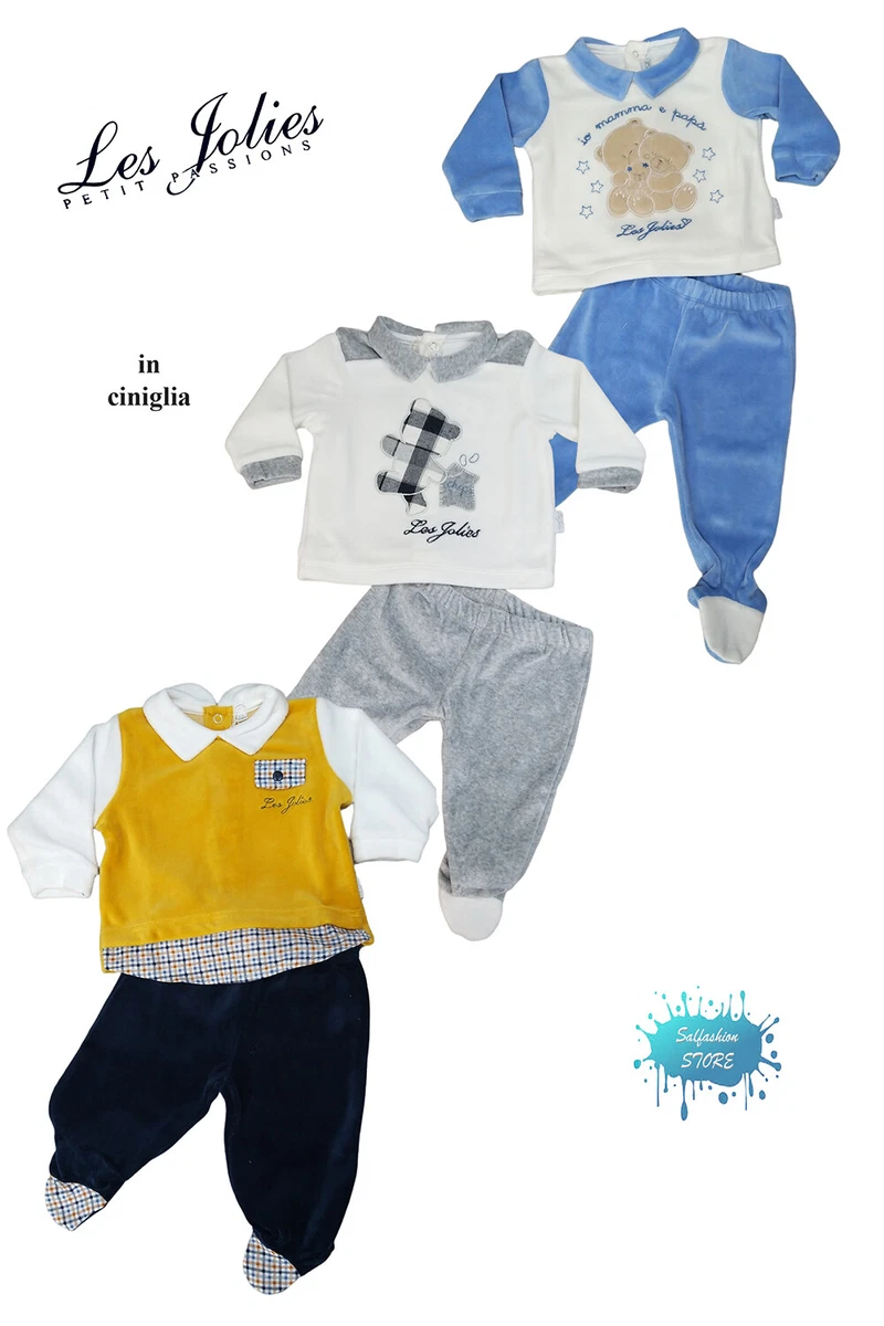 Completo clinico neonato in ciniglia prima nascita per corredino