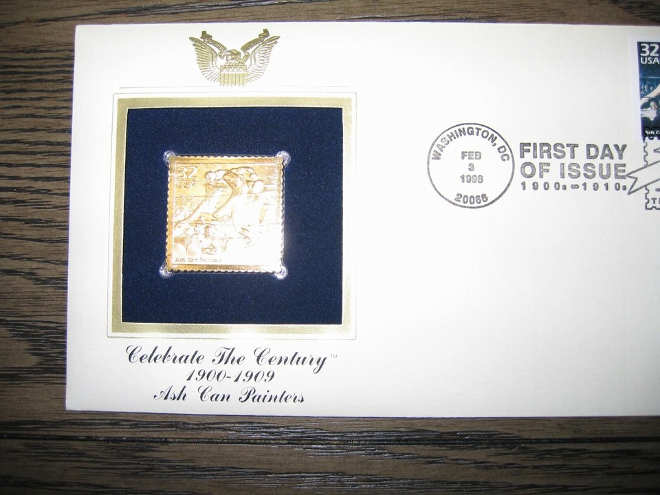 1998 Ash Can Painters Art replica Gold Stamp Celebrate Ashcan Golden