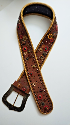 NANNI MADE IN ITALY WOMEN\'S BROWN LEATHER AND METAL DESIGNER BELT SIZE 36 Nanni | Accessories | Nanni Made In Italy Womens Brown  main image 3