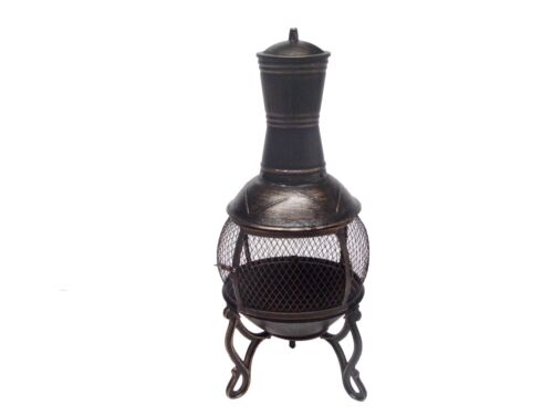 89cm Cast Iron Fire Pit Chiminea Chimney Fireplace Heater Patio w Raincover 6078 - Picture 2 of 4