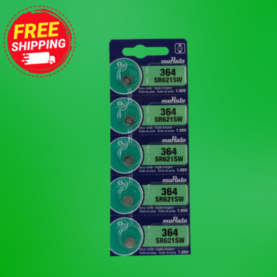 Murata 364 SR621SW Watch Battery (Exp 2030 )  5Pc