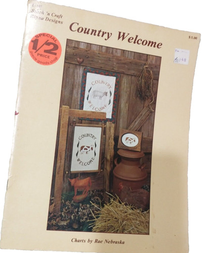 Cross-Stitch Quilt House Cabin Deck DIY Signs "Country Welcome" Cow Stencil A88