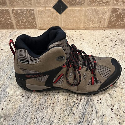 Merrell Deverta 2 Boots Men 11.5 Mid Waterproof Hiking Boulder Fiery Red J035433