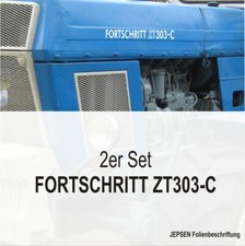 2 Folien Aufkleber Schlepper Fortschritt ZT 303-C in weiß glanz