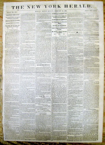 Lot of 5 original 1861-1865 NEW YORK HERALD Civil War newspapers
