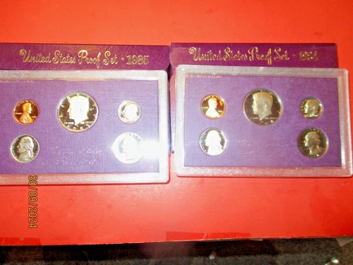1984 S & 1985 S PROOF Set in Original Box US Mint (5 Coin Set)-  LOT OF -2