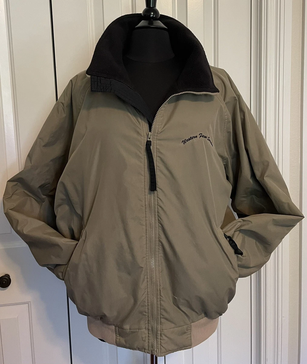 Western Farm Service Port Authority Jacket Tan Black Size XL Fleece Lined WARM