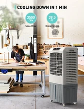 3 in 1 Zelngo 3500 CFM Evaporative Cooler Portable Air Fan 3 Speed Fan Outdoor