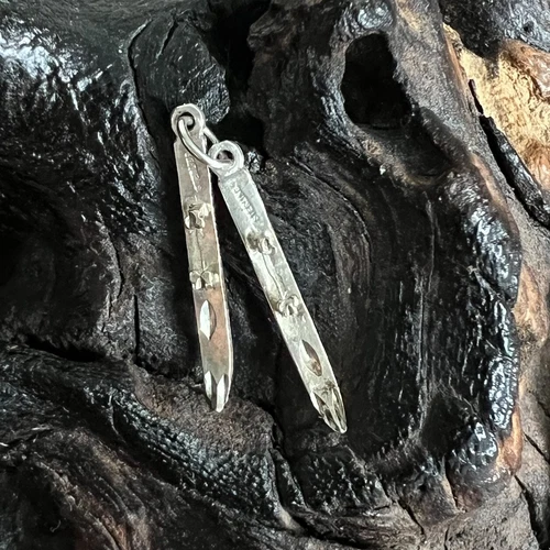 Vintage Sterling Silver Charm Pair of Ski Skiing Winter Outdoors Snow