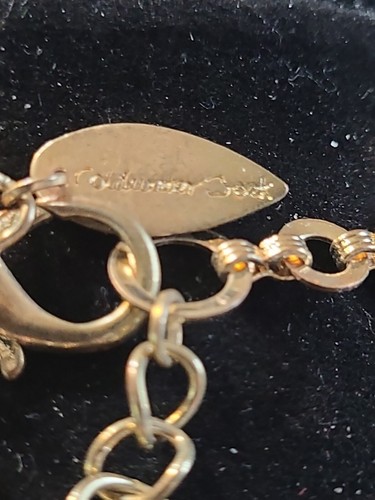 Vintage Goldtone Coldwater Creek Peach Flowers And Pink Tear Drop Necklace. - Picture 8 of 9