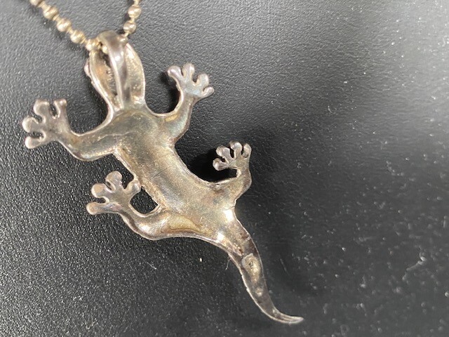 SOLID CAST 925 STERLING SILVER LIZARD PENDANT NEC… - image 8