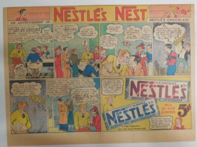 Nestle's Chocolate Bars Ad: Featuring Nestle's Nest ! from 1930's 11 x 15 inches