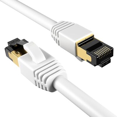 Cat8 Ethernet Cable 3ft White 40Gbps 2000MHz SFTP Patch Cord RJ45 Plug