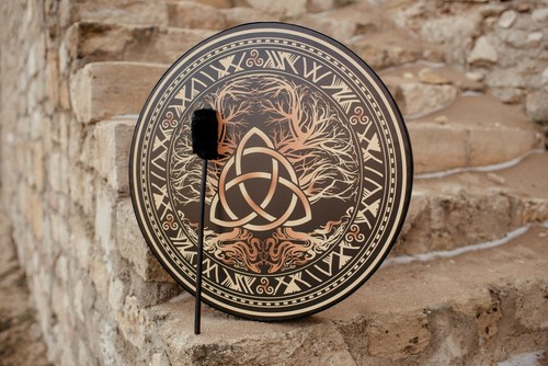 Sacred Celtic Drum "Trinity Knot", viking instrument, shamanic healing tool - Picture 3 of 12