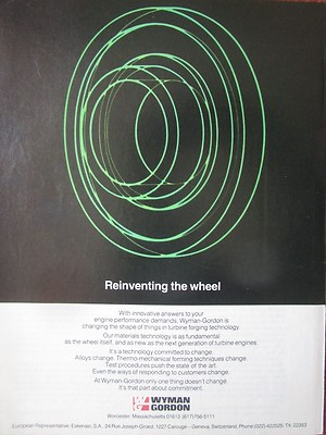 7/1982 PUB WYMAN GORDON TURBINENMOTOR SCHMIEDETECHNIK ORIGINAL ANZEIGE