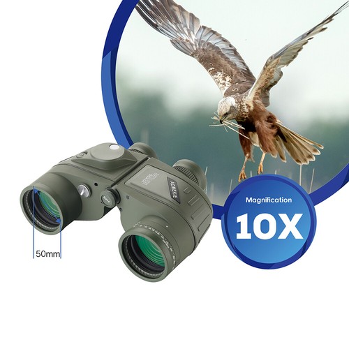 10X50 Binoculars Marine Military Telescope with Compass Rangefinder Waterproof - Picture 2 of 11