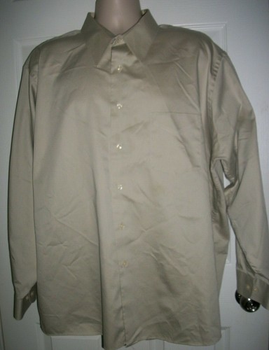 Flecha Para Hombre Beige Satén Wrinkle Free Camisa De Manga Larga Talla XXL  18 - 18 1/2, 34/35 | eBay