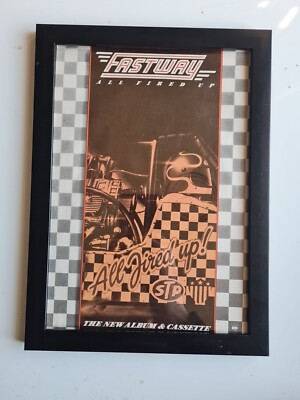 Fastway All Fired Up 1980s FRAMED Album  ADVERT MUSIC POSTER A4 8X12''