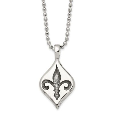 Fleur de Lis Halskette Edelstahl antik & poliert