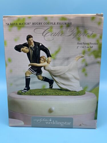 Weddingstar “A Love Match” Rugby Couple Figurine Hand Painted Porcelain Figurine - Picture 1 of 13