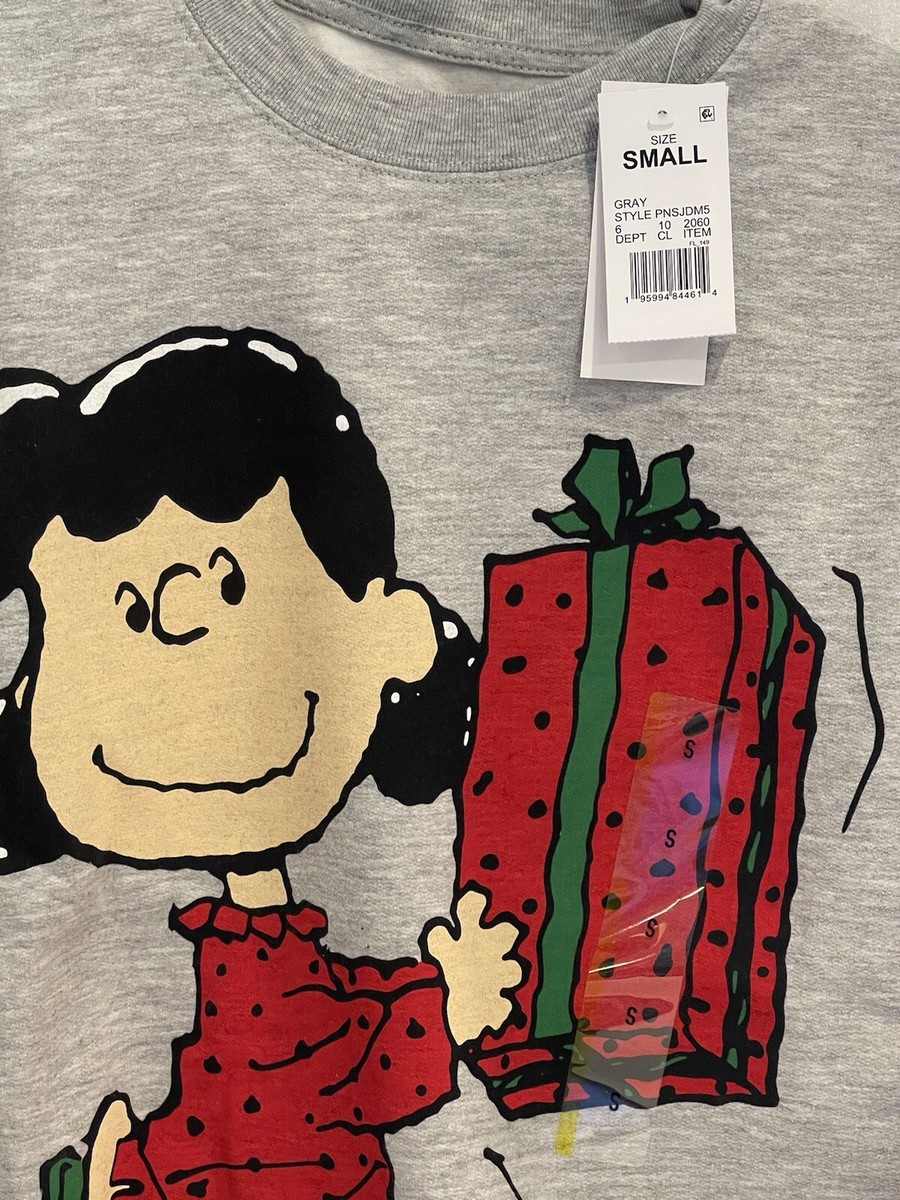 NEW Peanuts Lucy w Red Christmas Gift Present Sweatshirt Women's