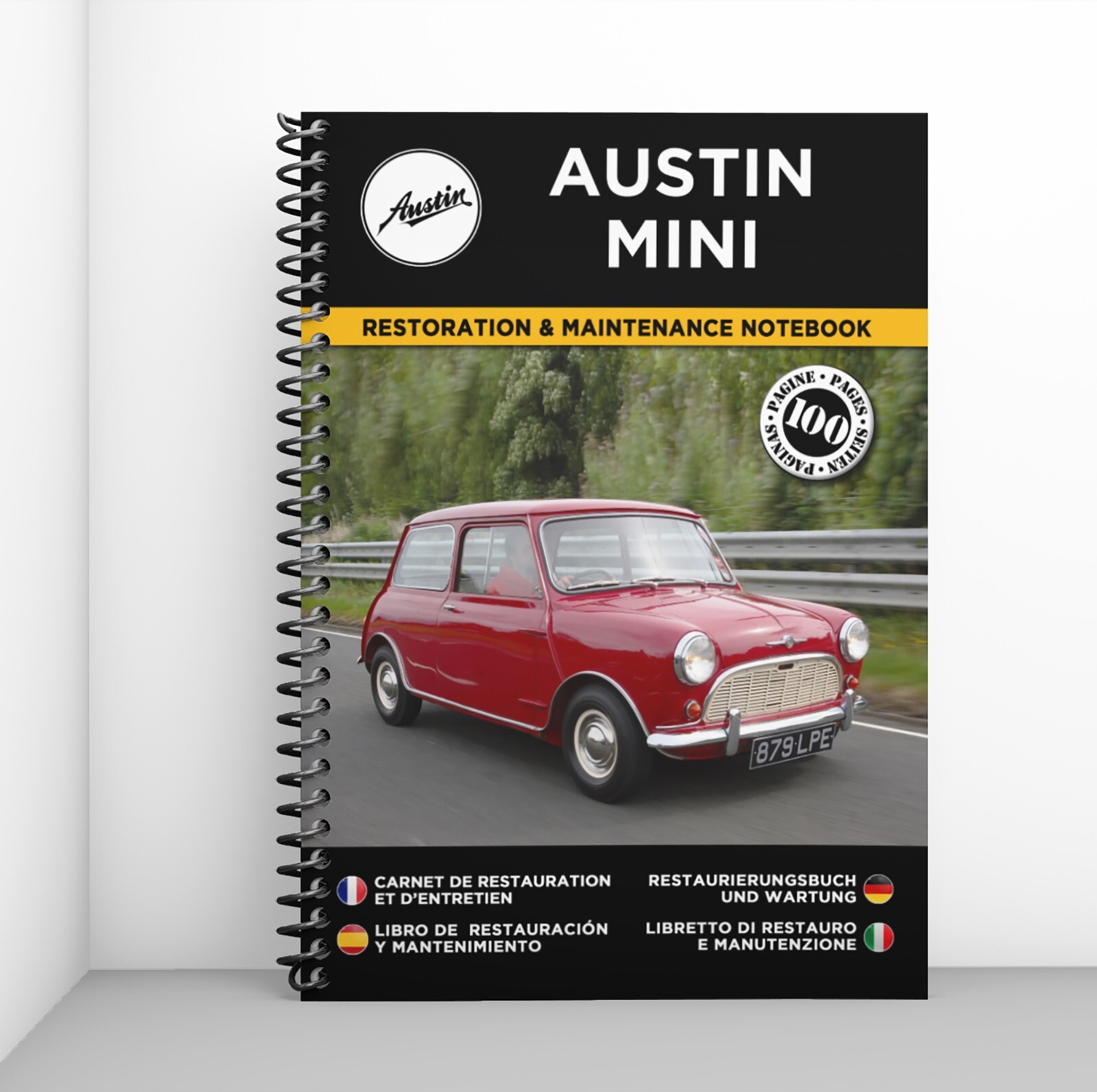 Austin Mini carnet de restauration idéal au garage pour documenter votre voiture rétro