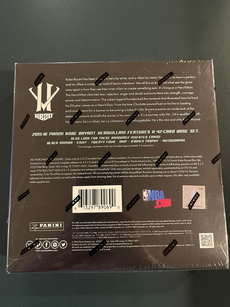 New Sealed Kobe Bryant KB20 Panini Hero Villain Limited New Sealed Kobe Bryant KB20 Panini Hero Villain Limited