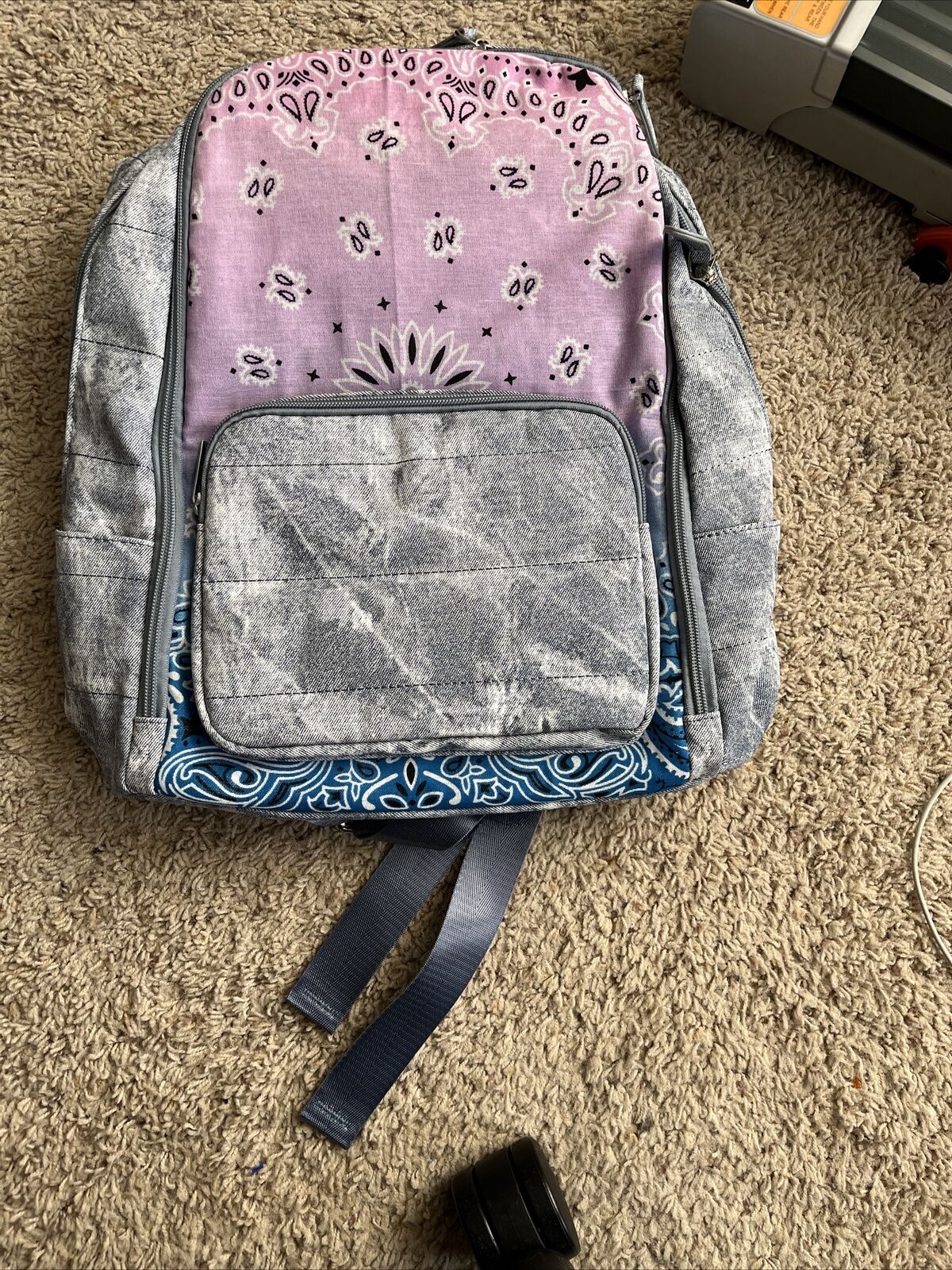 Bari Lynn Pink Grey Bandana Backpack