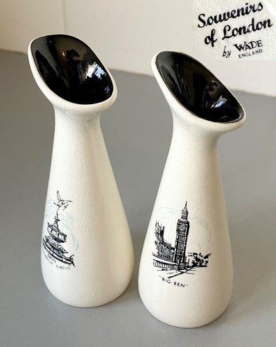 Vintage retro 1950's WADE England Art Pottery PAIR of LONDON SOUVENIR VASES - Picture 2 of 24