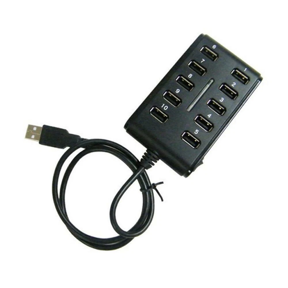 10 Port Powered USB HUB 2.0 High Speed USB Splitter Extension For PC Laptop M1A8