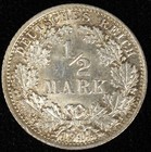 1914-F German Empire One Mark and 1914-A 1/2 Mark Silver Coins, lot of 2 — photo 4
