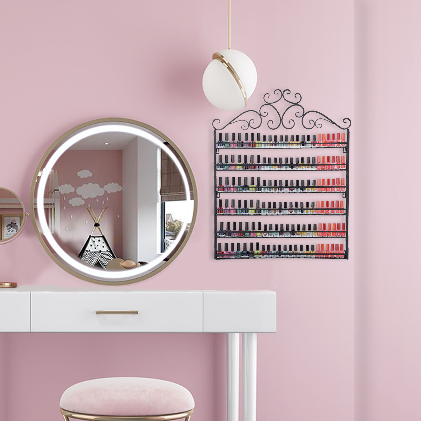 6 TIER Metal Nail Polish Racks Organizer Shelf Black for Home Salon Business Spa