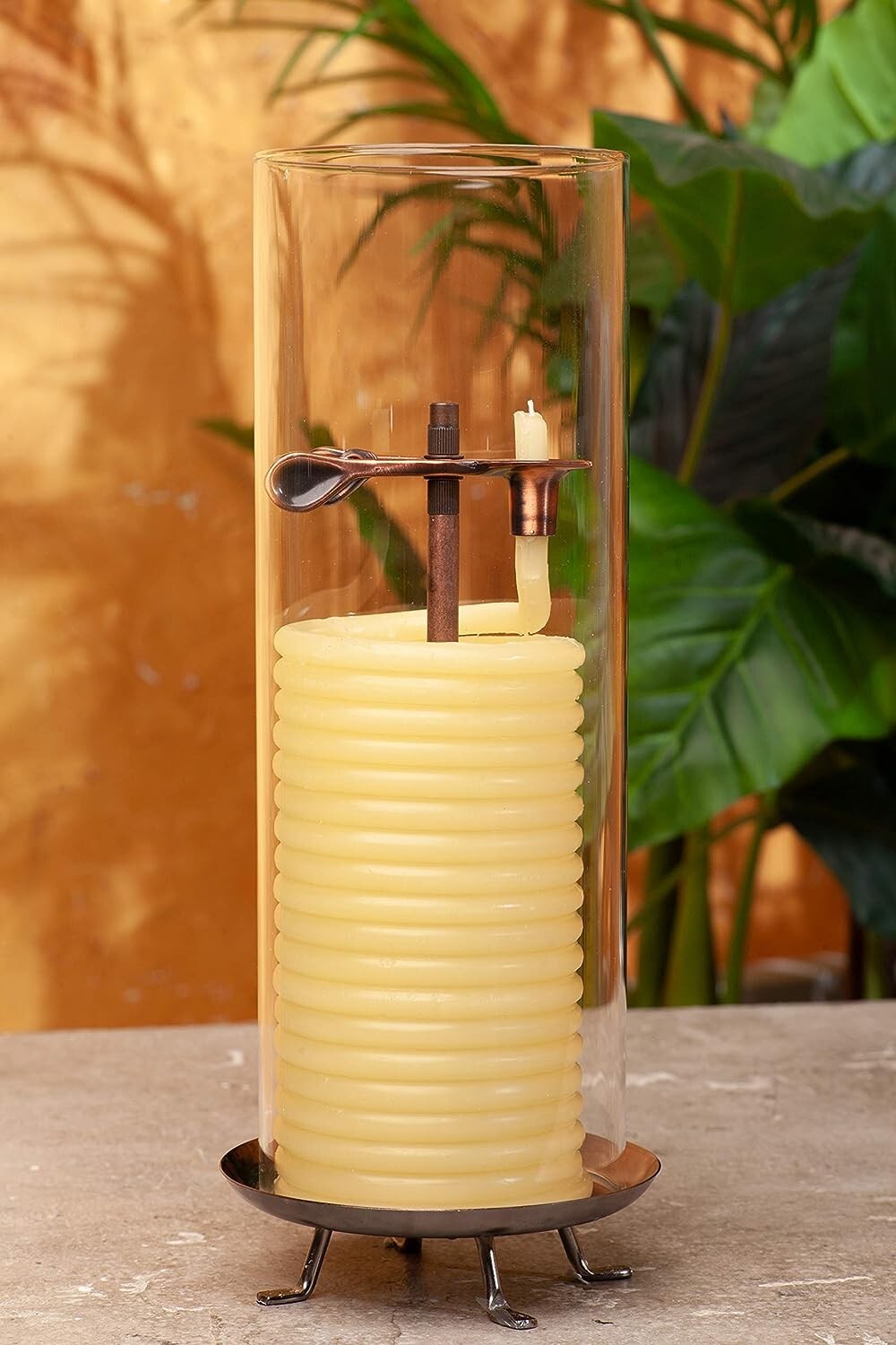 Eco-Friendly 80-Hour Beeswax Candle: Natural Light, Honey Scent, Glass Cylinder
