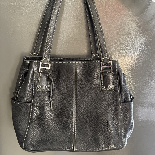 Vintage Fossil 1954 Pebbled Black Leather Crossbody Shoulder Bag Purse 75082