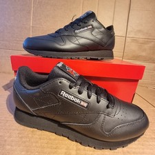 Image of Reebok Women's Trainers UK6.5 Classic Leather Lace up Casual Work Shoes in Black