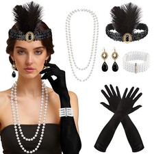 FASOTY 5 Pcs 1920s Flapper Accessories for Women, Flapper Headpiece Great Gat...