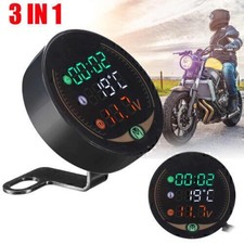 3 in 1 Motorrad LED LED Digital Thermometer Voltmeter Zeit Temp. Anzeige