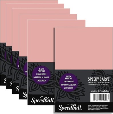 6-Pack Premium Printmaking Blocks 4''x6'' Pink Carving Material for Custom Stamps