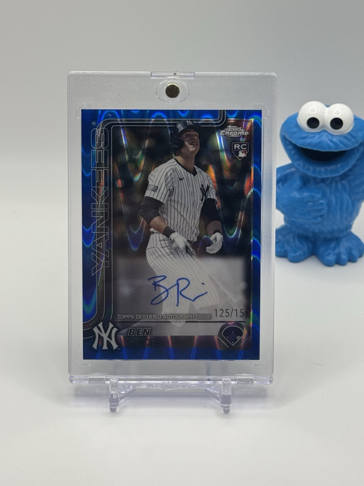 2025 Topps Chrome Ben Rice Blue RayWave Refractor Rookie Auto 112/150