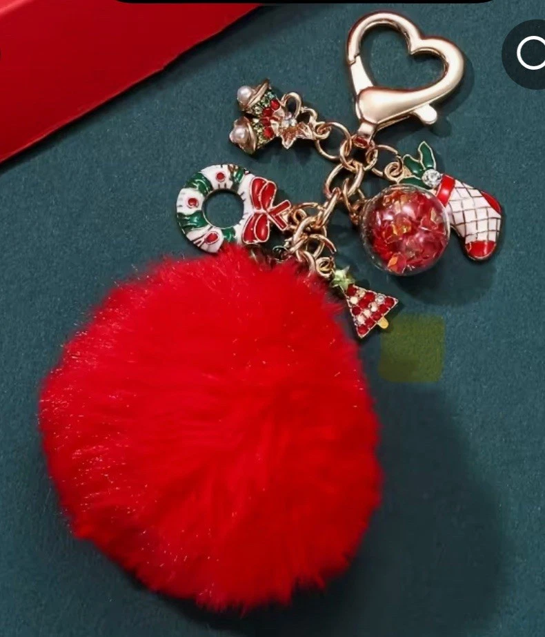 Berloque/chaveiro de bolsa de Natal Pom Pom - Vermelho - Meias de grinalda - Imagem 3 de 4