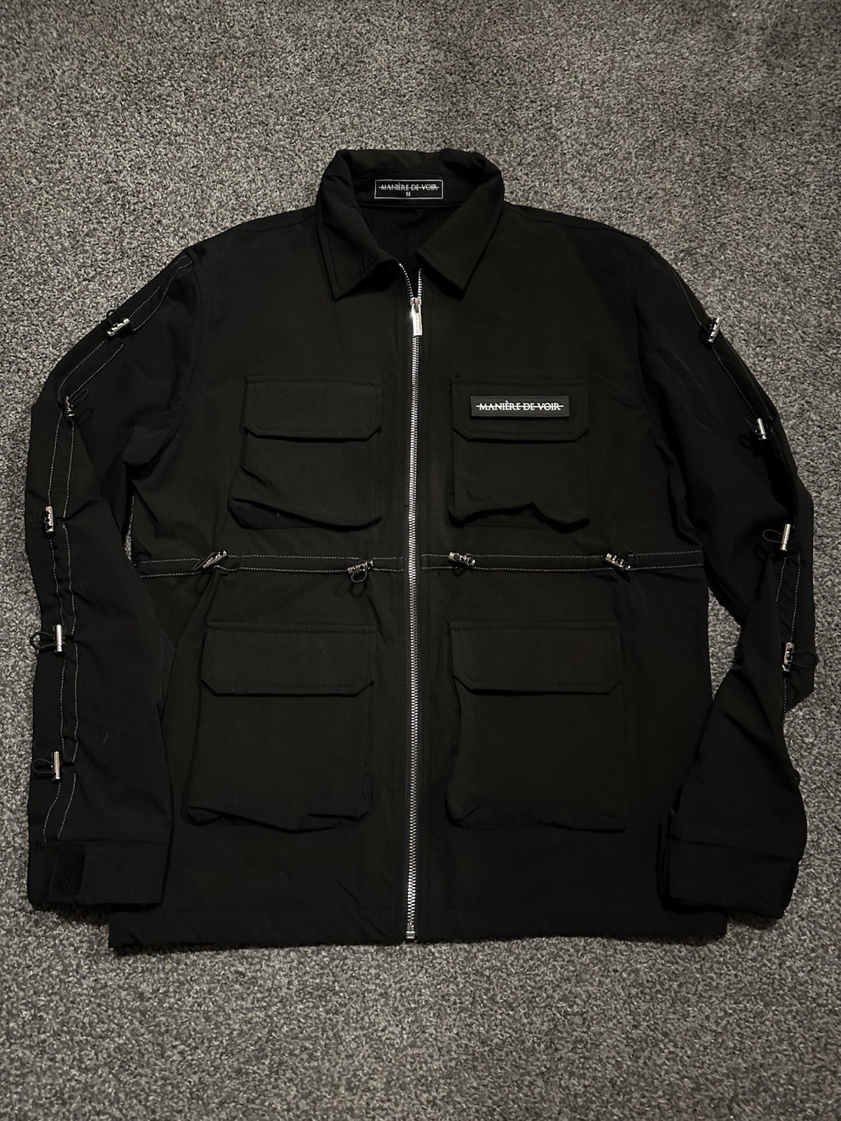 Mens Maniere De Voir Jacket, Size Medium, Black, Military, Full Zip, (G11)