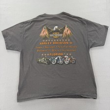 Harley-Davidson Shirt Mens XL Gray Florida Eagle Motorcycle Biker Tampa Brandon