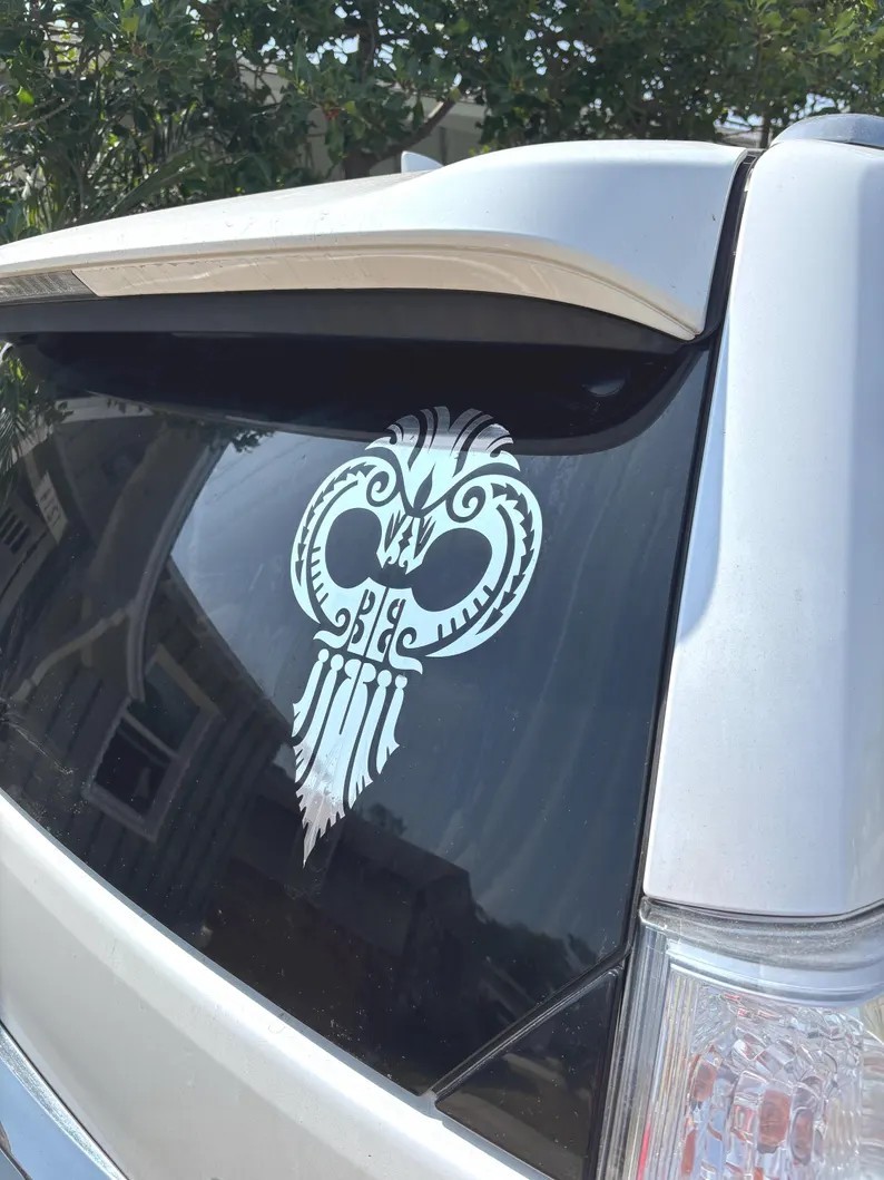 Chrome Ikaika Hawaiian Warrior Helmet ~ Vinyl Car Truck