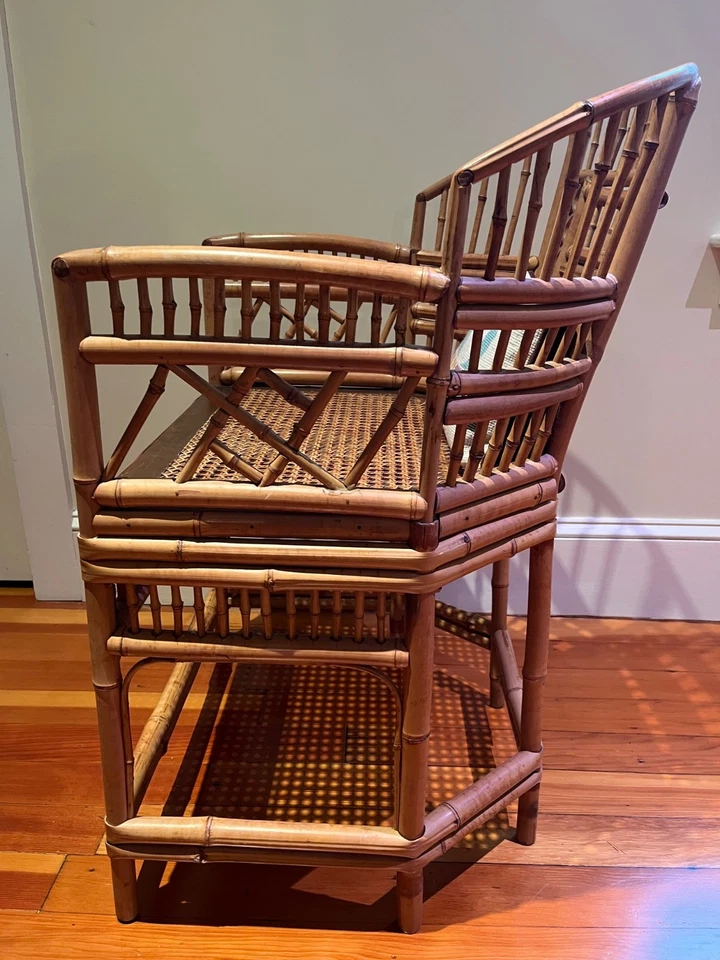 Vintage Brighton Style Bamboo Armchair with caned seat in Chinoiserie style. - Image 2 of 4