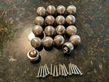 Modern Mushroom Knobs Brushed Nickel Round Drawer Pull Screws preowned 18 pcs