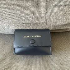 HARRY WINSTON Travel Pouch Navy Leather Jewelry case Accessory pouch