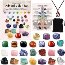 Christmas Crystal Advent Calendar 2025-24 Healing Stones Minerals Countdown Box