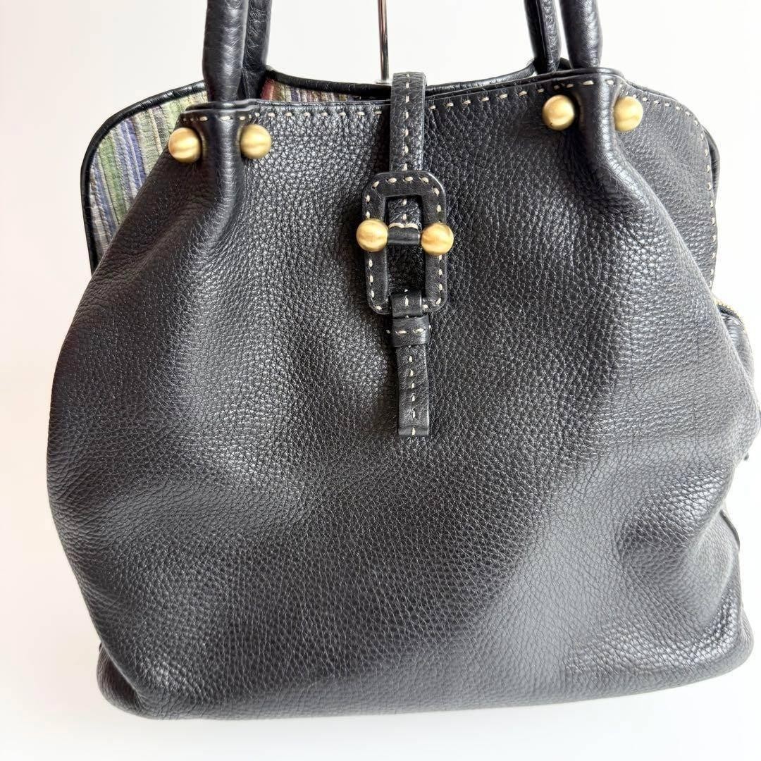 Renaud Pellegrino Shoulder Tote Bag Purse Leather in Black USED Good Condition!!