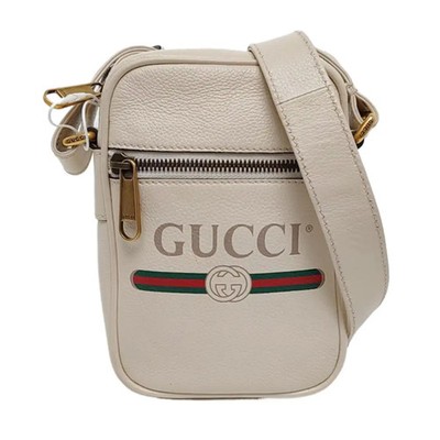 GUCCI Print Handbags Leather White Free Shipping | Duties Paid